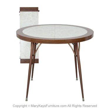 Mid-Century Retro Laminate Circular Metal Base Expandable Table 