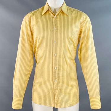 PRADA Size S Yellow Mustard Stripe Cotton Long Sleeve Shirt
