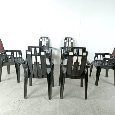 Boston Chairs by Pierre Paulin for Henry Massonnet, 1988, Set of 6 - vintage garden chairs - plastic  dining chairs 