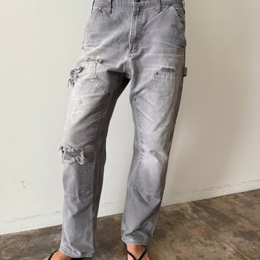Faded Grey Carhartt Double Knee Pants 32w