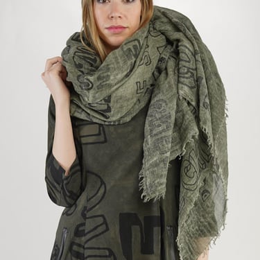 Paneled Over Dyed Printed Scarf