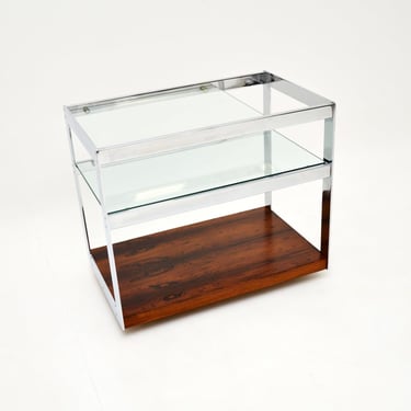 Vintage Merrow Associates Rosewood and Chrome Drinks Trolley