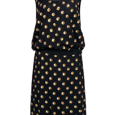 Suno - Black Sleeveless w/ Gold Sequin Polka Dot Dress Sz 2 Size 2