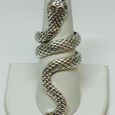 Large Silvertone Snake Ring