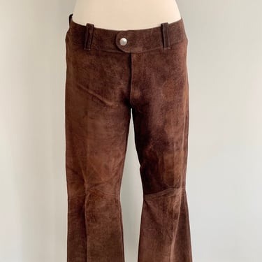 Vintage 1970s brown suede hip hugger flares-size 7 