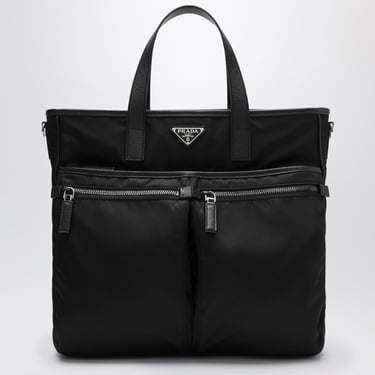 Prada Black Re-Nylon And Saffiano Shopping Bag Men