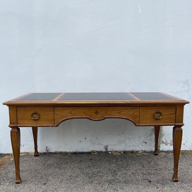 Antique Leather Top Writing Desk Vintage Regency Mid Century Modern French Provincial Vanity Shabby Glam Wood MCM Desk Laptop Table 