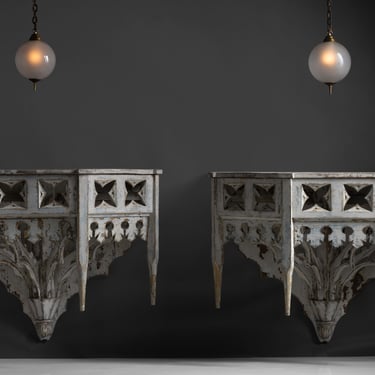 Etched Glass Pendants / Gothic Console Tables