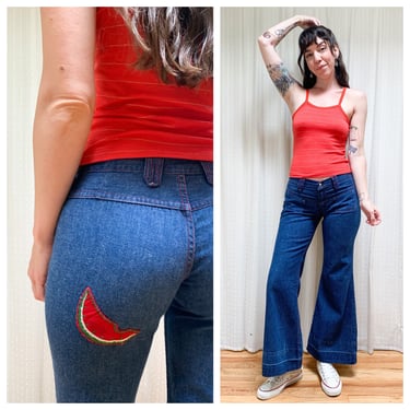 70s Wrangler low rise watermelon bellbottoms 