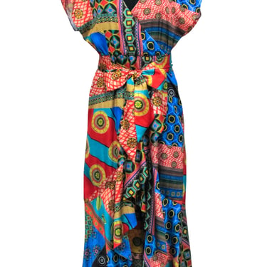Alice &amp; Olivia - Multicolored Print Wrap Maxi Dress Sz 6