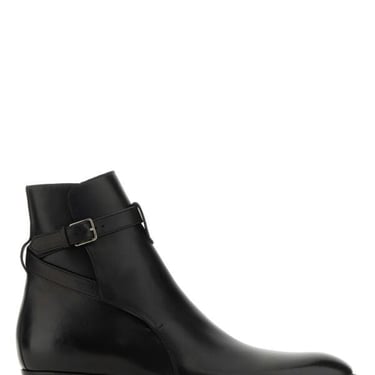 Saint Laurent Men Black Leather Wyatt 30 Ankle Boots