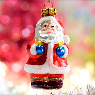 VINTAGE: 3.25" Santa Glass Ornament - Blown Figural Glass Ornament - Hand Painted Ornament - Mercury Ornament - SKU 30-404-00033701 