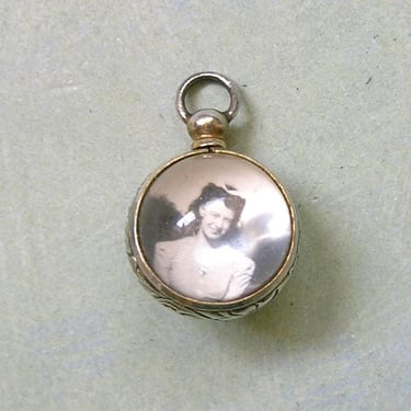 Vintage Sterling Glass Locket, Old Glass Locket, Old Sterling Locket, Bubble Ball Glass Locket (#4639) 