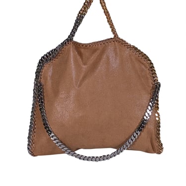 Stella McCartney - Tan Faux Suede Falabella Bag w/ Gold & Silver Chain Strap Detail