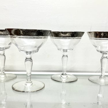 Rambling Rose Platinum Coupe Glasses Set of Four 