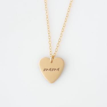 Mama Necklace, Gold Heart Necklace, Mother's Day Gift For New Mom, Baby Shower Gift, Gift for Mom 
