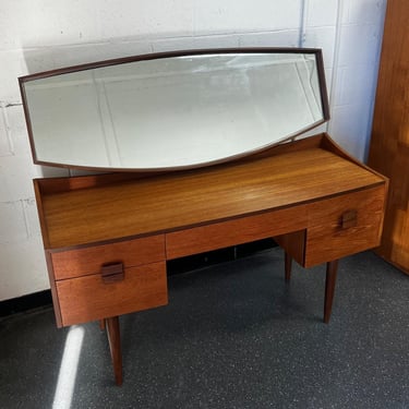 Mid Century Modern Danish Teak G Plan Kofod Larsen Vanity with Mirror 