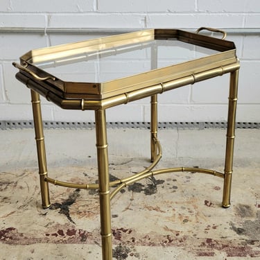 Mid Century Italian Brass and Glass Tray Top Table