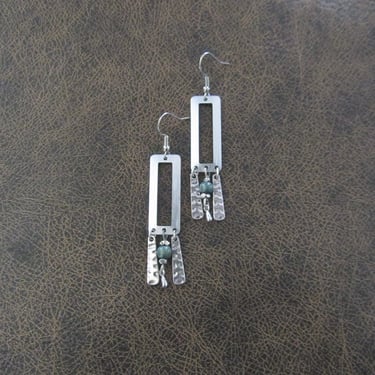 Teal and silver chandelier earrings 2 