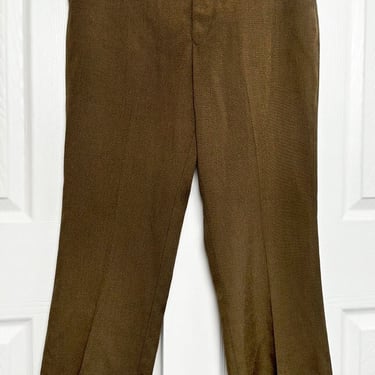 50's, 60's Men's Suit Pants Green Brown Perma Press Wool Trousers Vintage 1960's Mid Century Slacks, Sears, 33" waist, Kings Road 