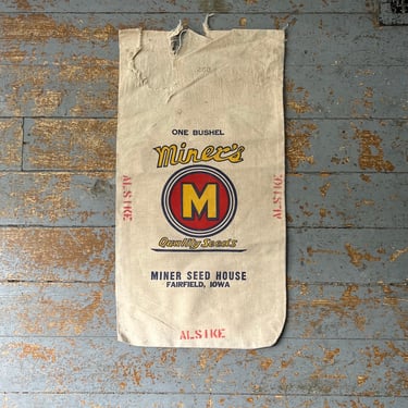 Vintage Miners Timothy Grass Seed Sack Fairfield, IA 