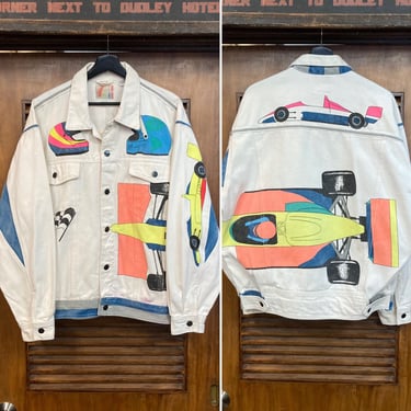 Vintage 1980’s Racing New Wave Denim Trucker Race Car Jacket, 80’s Racing Jacket, Vintage Clothing 