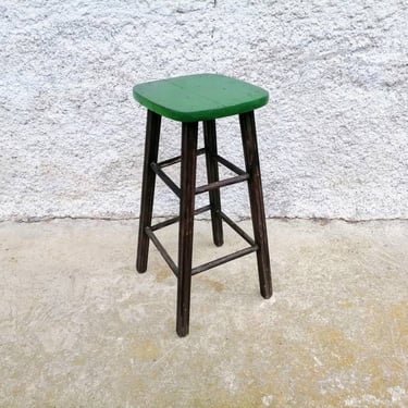 Vintage Bar Stool/ Mid Century Stool/ Wooden Stand/ Flower Stand/ Tall Home Made Stand/Vintage Stool/ Yugoslavia/ 80s 