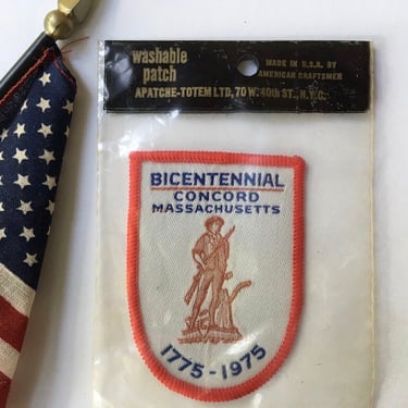 1975 Bicentennial Embroidered Patch, Concord Minuteman, Concord Massachusetts, 1775-1975, Patriotic Patch 