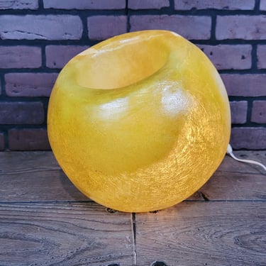 MCM Mid Century East of Eden Fiberglass Yellow Moon Ball Lamp Bowl/Vase/Ice Bucket 