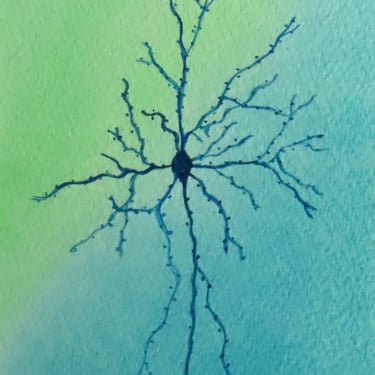 Vintage-style Neuron - original watercolor painting of brain cell - neuroscience art 