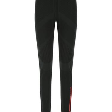 Prada Women Black Stretch Polyester Blend Leggings