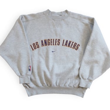 vintage Lakers sweatshirt / Nike sweatshirt / 1990s Los Angeles Lakers Nike Team grey gusset NBA sweatshirt Large 