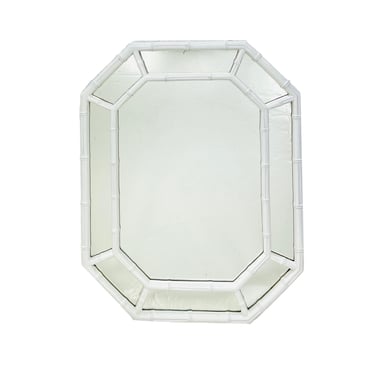 #1622 White Faux Bamboo Octagonal Mirror