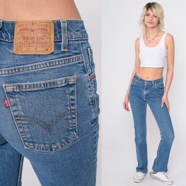 Bootcut Levis Jeans Y2K Slim Fit Blue Jeans 517 Distressed
