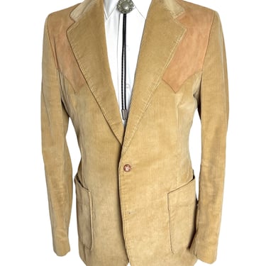 Vintage BRAD WHITNEY Corduroy Western Blazer ~ size 38 to 40 Long ~ jacket / sport coat ~ Elbow Patches ~ Cowboy / Rockabilly 