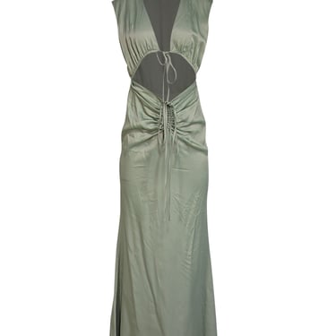 Lapointe - Green Satin Shirred Maxi Dress Sz 6