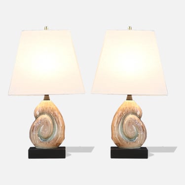 Yasha Heifetz Ceramic Nautilus Shell Table Lamps