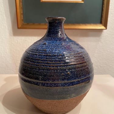 Handmade Stoneware Pottery Blue Vase Signed | Hand Thrown | KoNasCrate ...