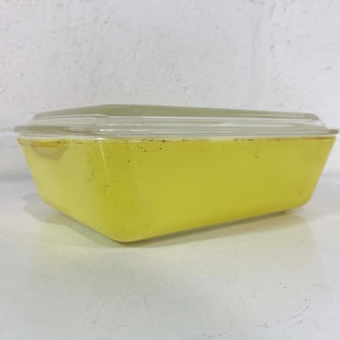 Vintage Pyrex Yellow Refrigerator Dish Primary Glass Mid-Century Retro Casserole 503-B 1.5 Quart Made in USA Ovenware 1960s 60s Fridge 