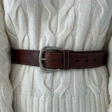 Vintage Pine Brown 100% Leather Made in USA Western Waist Belt Sz M 