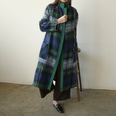 3247o / 1960s mohair wool tartan plaid coat 