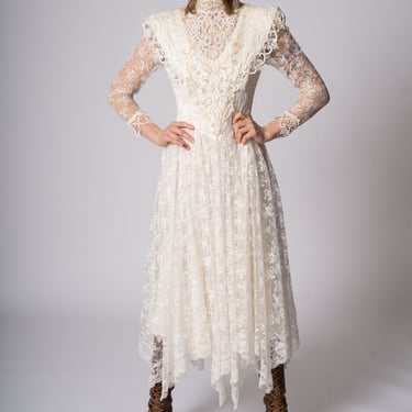 1980’s Jessica McClintock Ivory Lace Dress