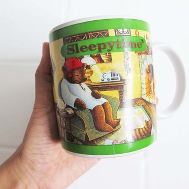 Vintage 90s Celestial Seasonings Sleepy Time Tea Ceramic Mug - Sleepy Bear Mug - Tea Drinker Gift For Friend 