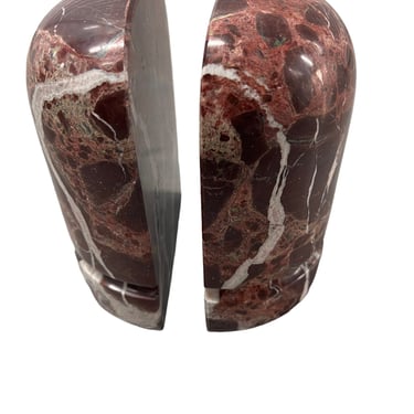 Curved Minimalist Red Marble Bullet Bookends 