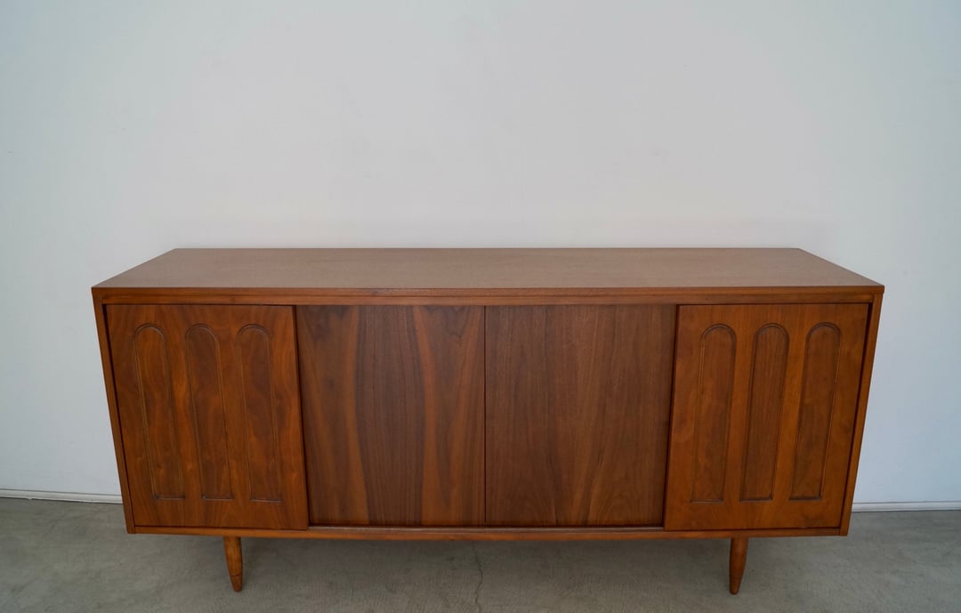 1960's Midcentury Modern Walnut Credenza Cyclic Furniture Burbank, CA