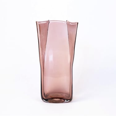 Blenko Atrb. Paper Bag Glass Vase in Purple