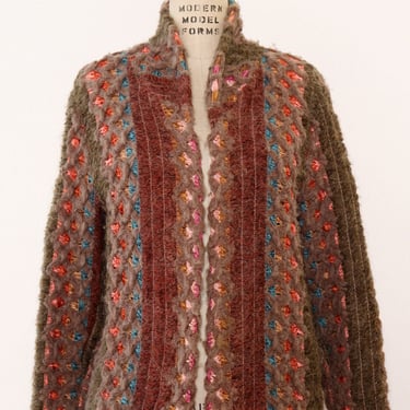 Mauve Chenille Stripe Sweater Jacket S/M