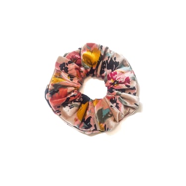 Floral Giant Velvet Scrunchie - / Pink / Black / Yellow  - tie wrap / Make up / Sleep / Vacation / printed / Workout flowers 