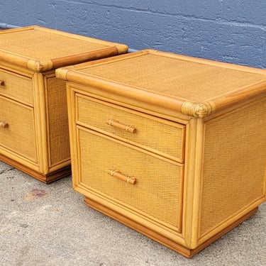 Wicker & Bamboo Modern Organic End Tables / Nightstands 