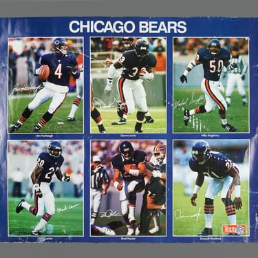 1990s Chicago Bears Team Poster NFL 16 x 20 Vintage Jim Harbaugh Darren Lewis Mike Singletary Mark Carrier Brad Muster Donnell Woolford 